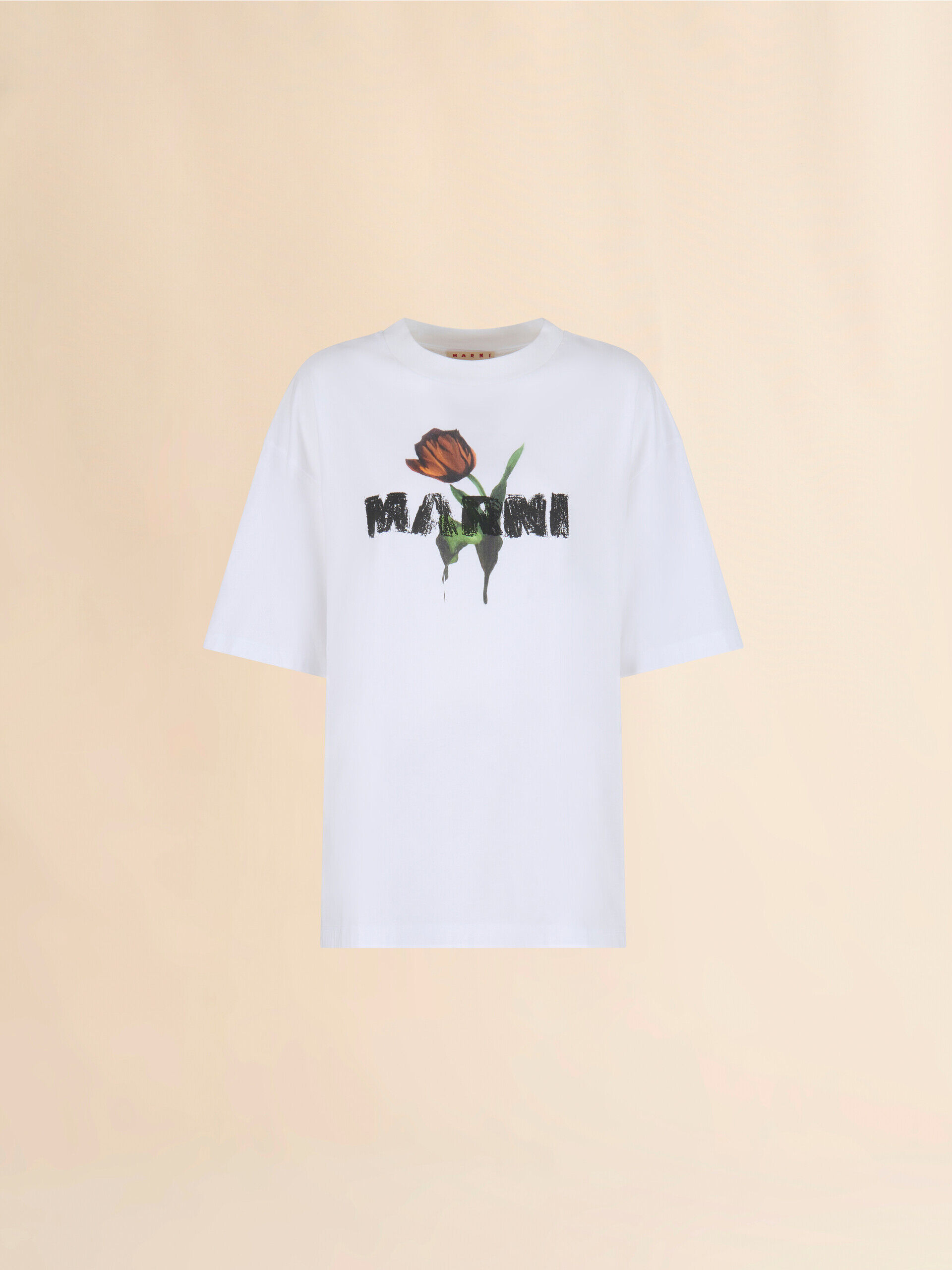 ★MARNI★ Crewneck Short Sleeve T-Shirt White THJE0263P1USCS White organic cotton T-shirt with Mini logo Marni | Marni