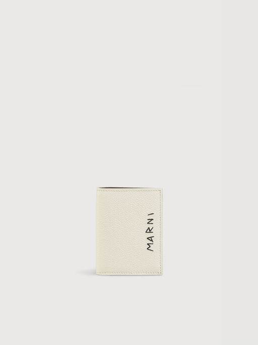 Ivory leather bifold wallet with Marni Mending embroidery - Wallets