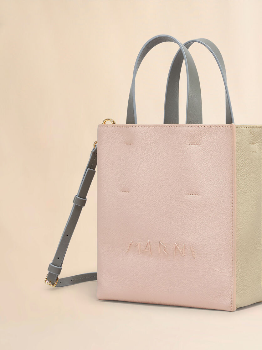 Museo Soft Mini Bag in ivory and brown leather with Marni Mending - Shopping Bags - Image 4