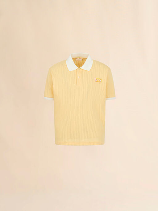 Polo jaune en interlock avec motif jacquard - Chemises