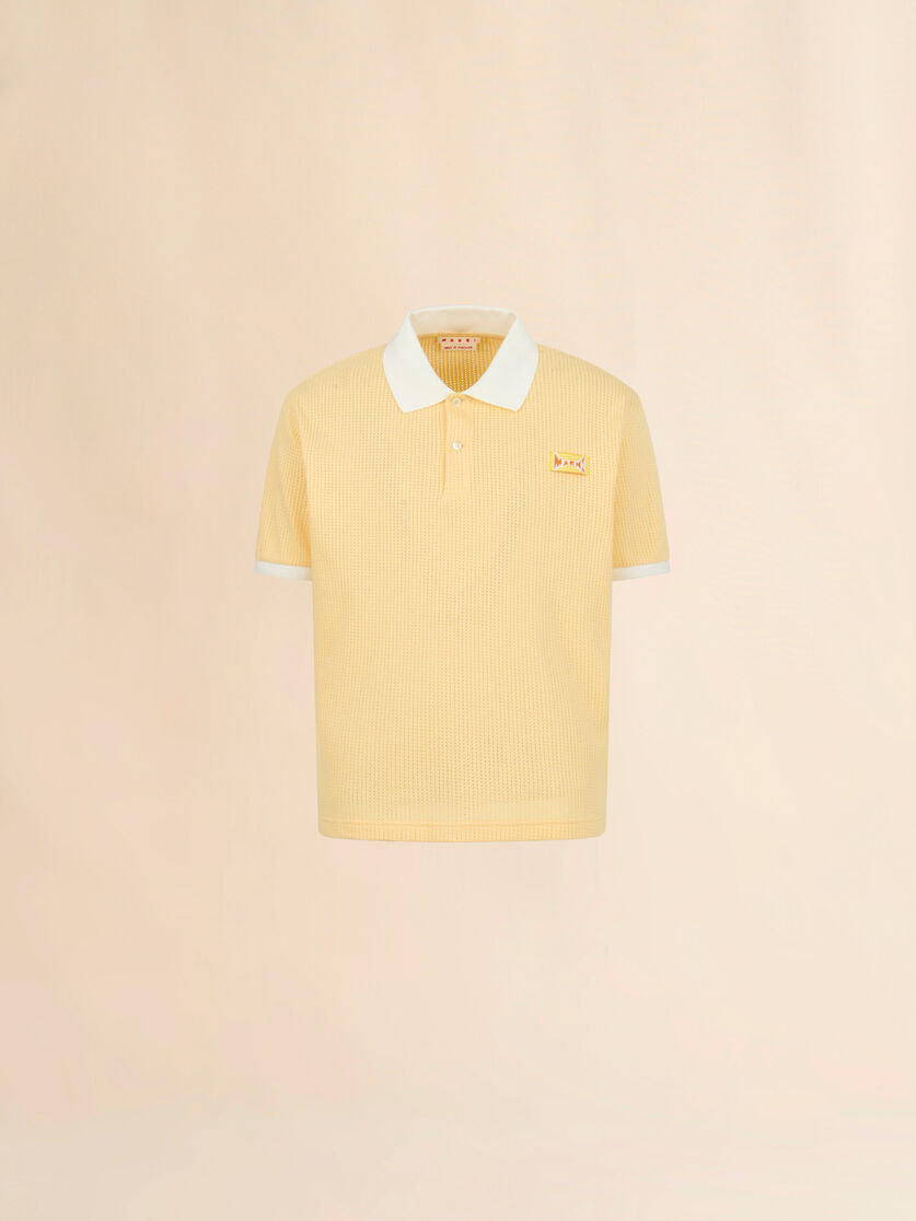 Polo jaune en interlock avec motif jacquard, Image 1