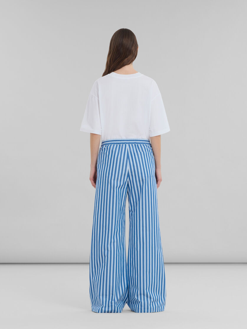 Blue and white striped organic poplin pyjama trousers - Pants - Image 3