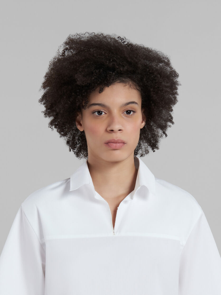 White organic poplin blouse with polo back - Shirts - Image 4
