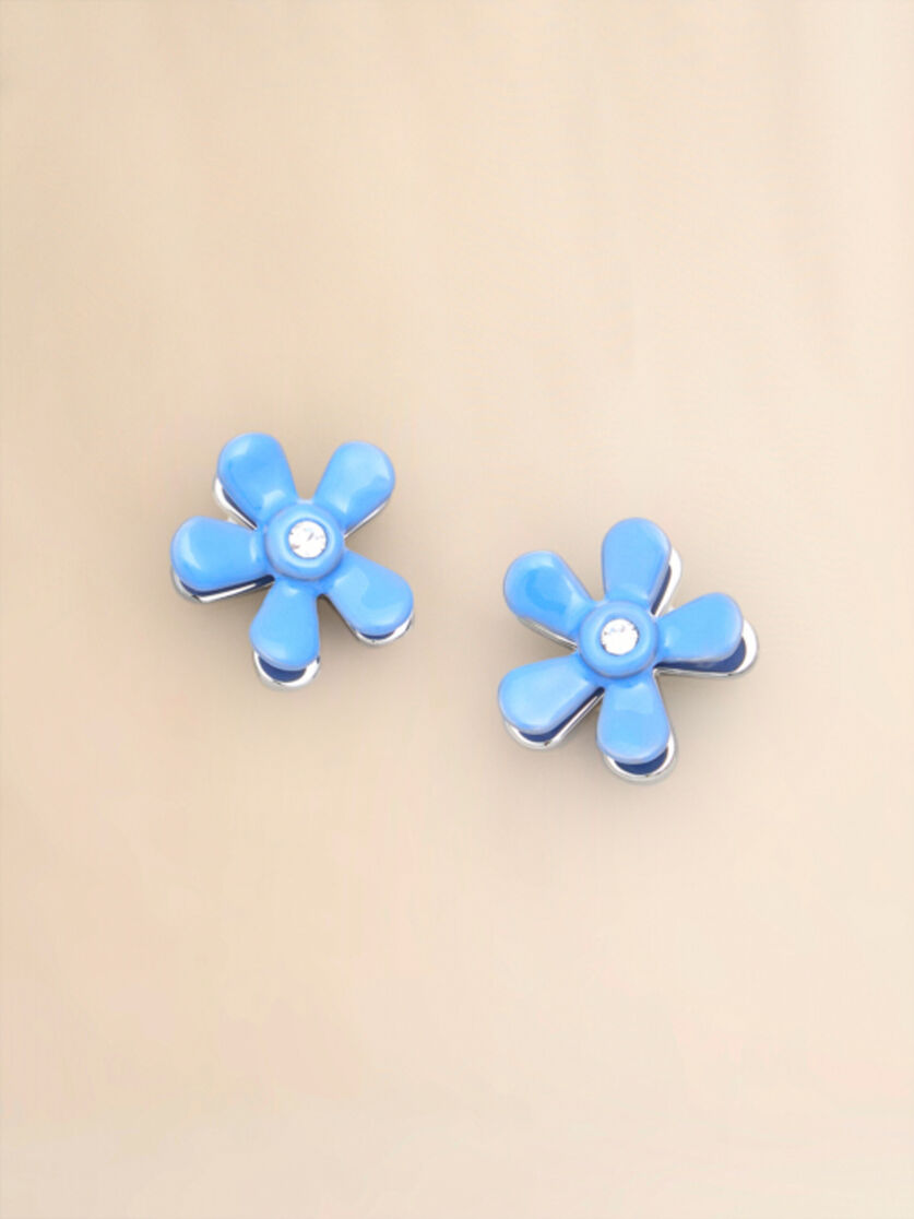 Indigo enameled metal Flower Pop earrings - Earrings - Image 3