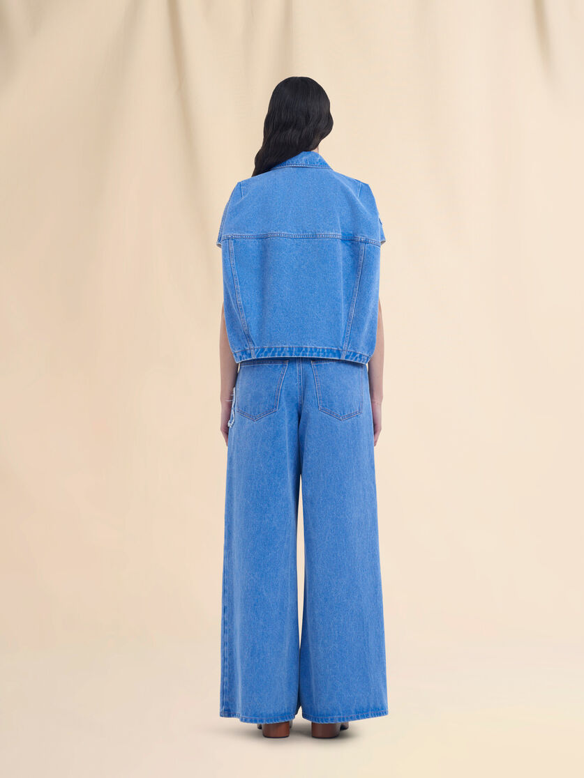 Light blue denim vest with patch details - Jackets - Image 3