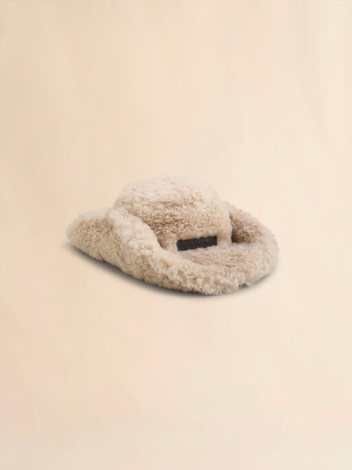 아이보리 페이크 퍼 카우보이 모자 - 모자