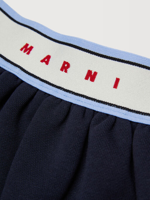 Dark blue cotton mini skirt with elasticated logo waist - Skirts