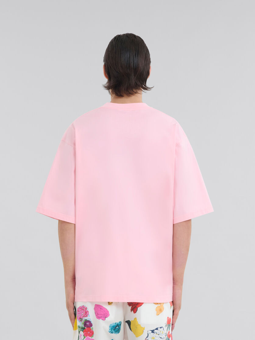 White cotton T-shirt with bouquet Marni logo - Shirts - Image 3