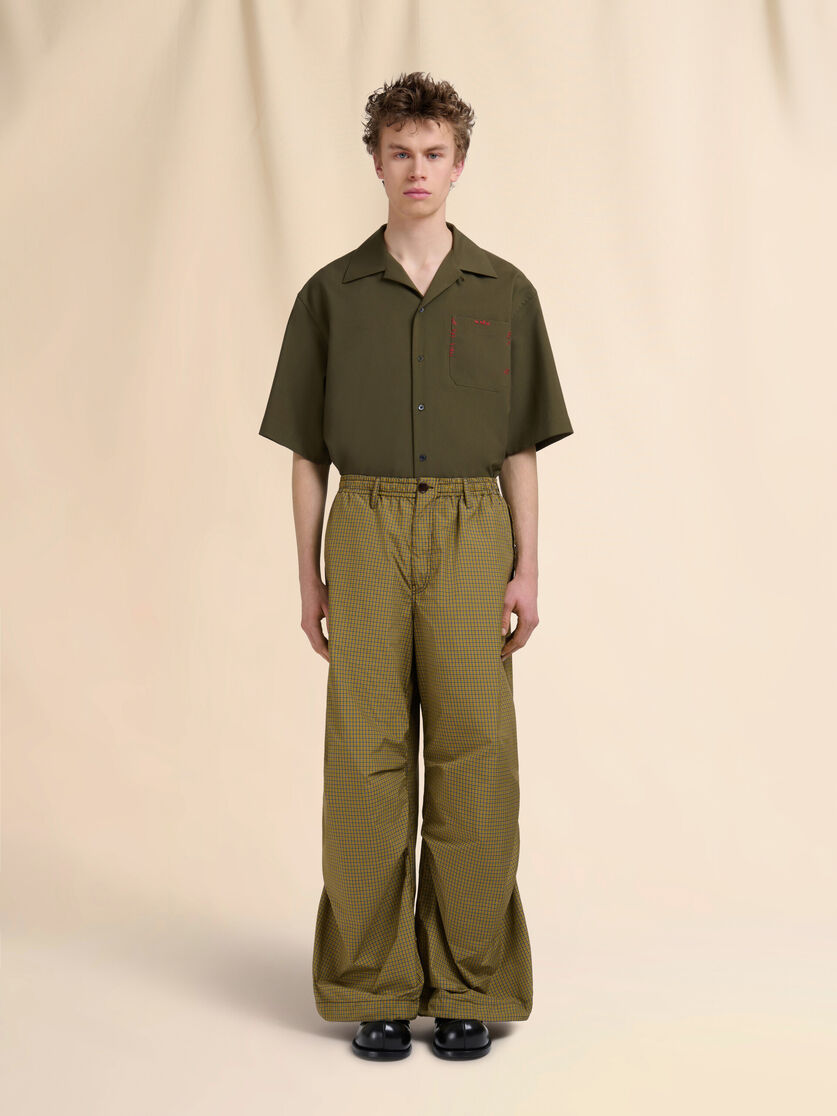Yellow checked nylon cargo pants with Trunkaroo logo - Pants - Image 2