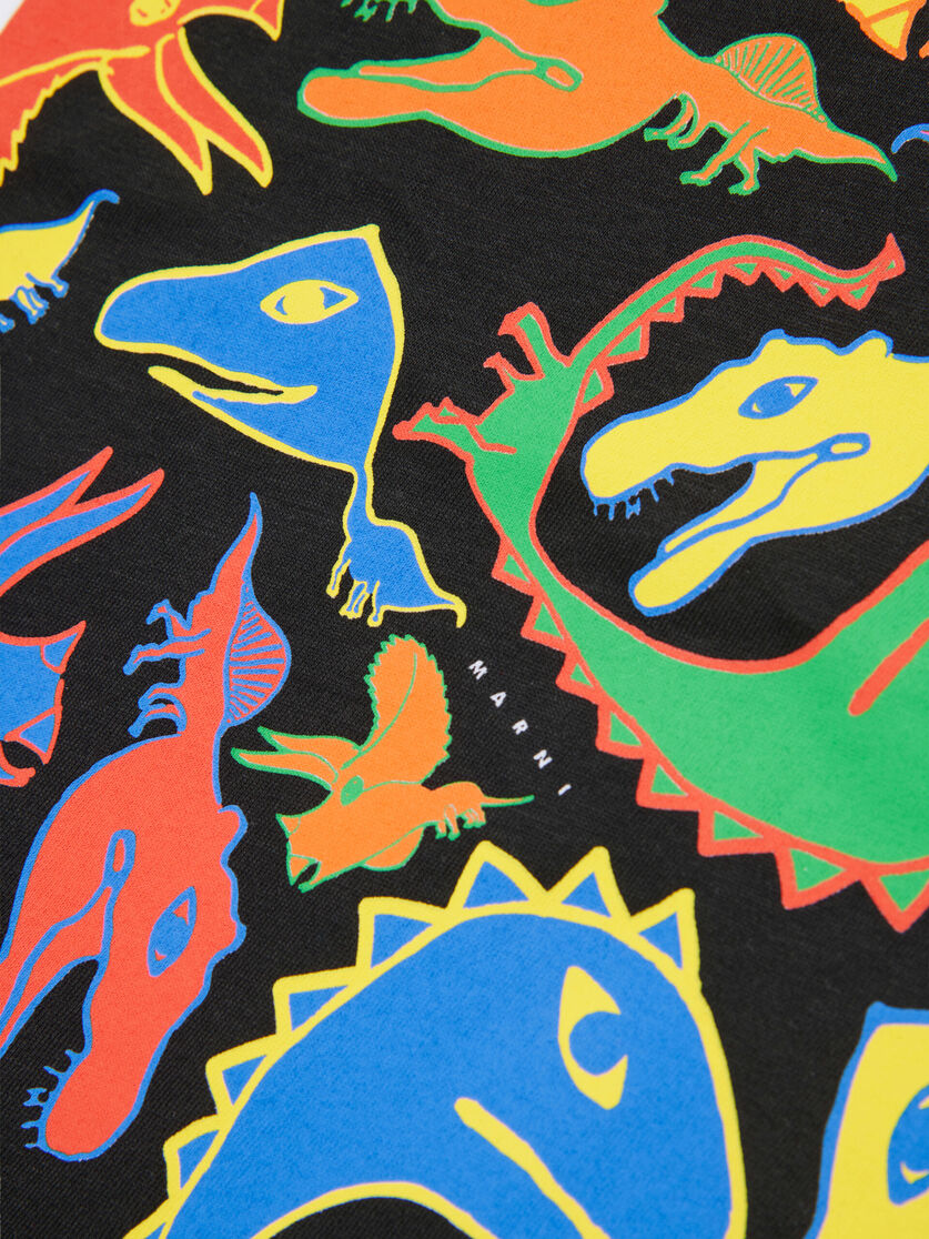 T-shirt in cotone bianco con stampa Dinosauri multicolor, Image 4