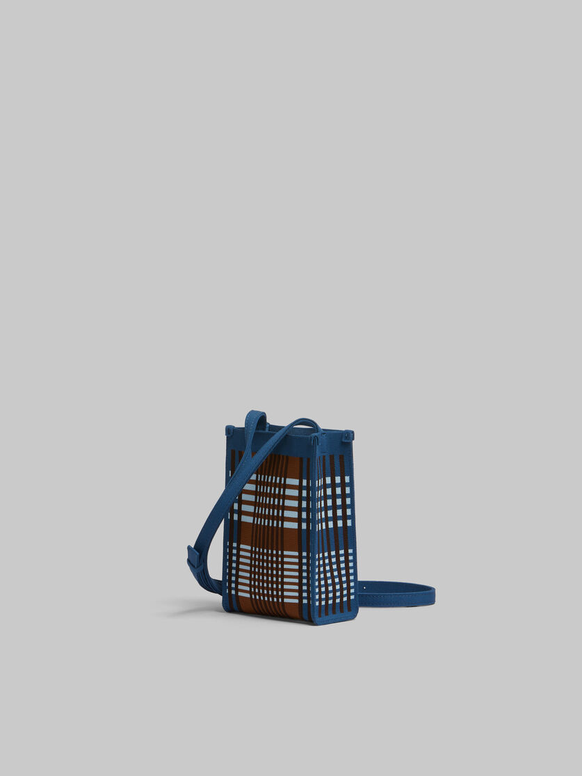 Minibolso de hombro de jacquard a cuadros azules y marrones - Bolsos de hombro - Image 2