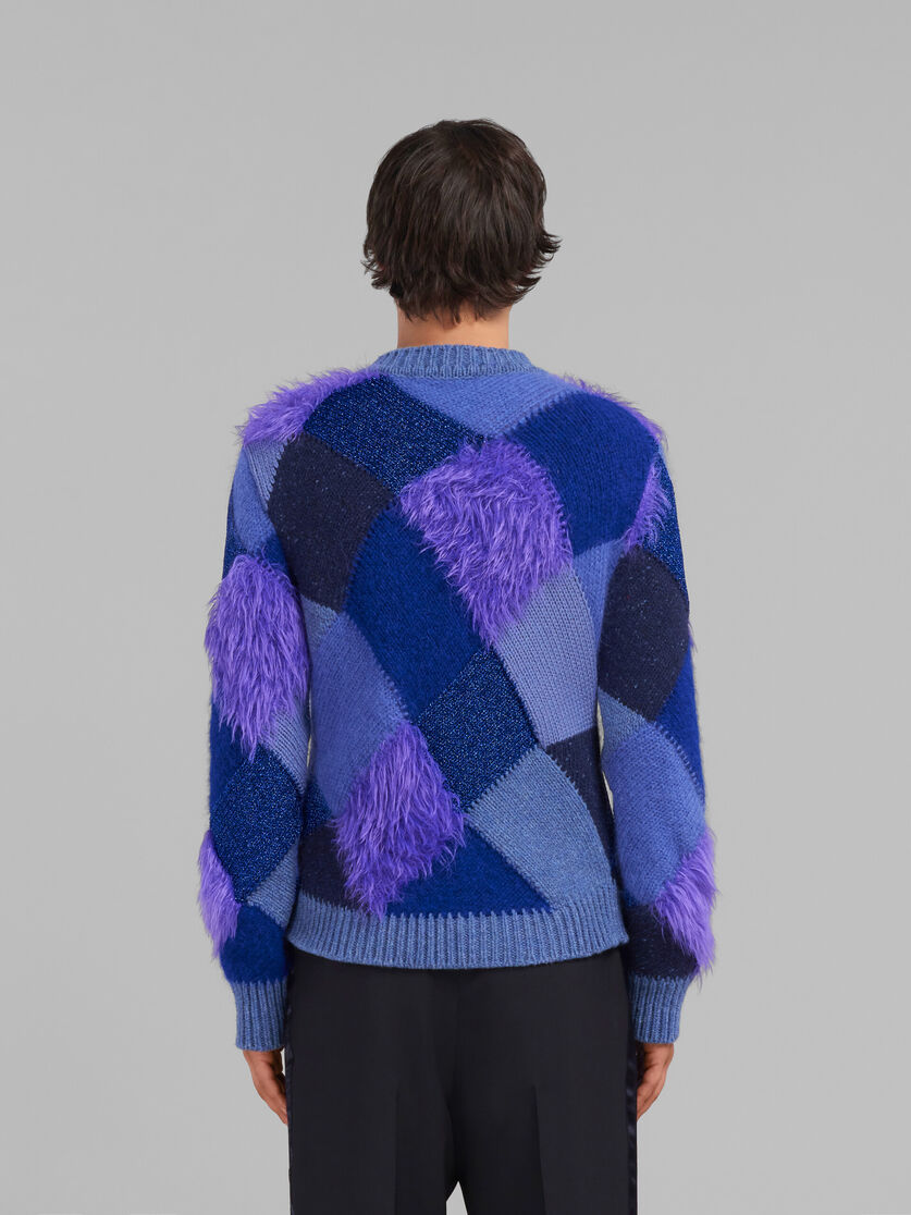 Pullover in maglia blu con rombi intarsiati - Pullover - Image 3