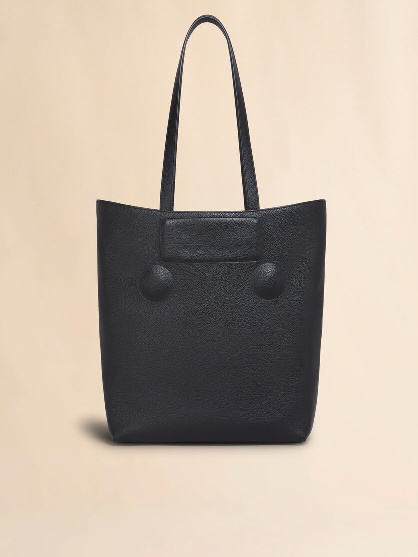 ブラック レザー製 Trunkaroo エンボスミディアムバッグ - ショッピングバッグ - Image 1