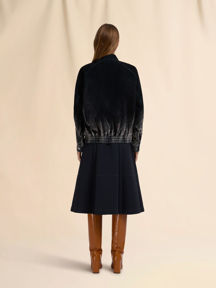 Black flocked denim bomber jacket - Jackets - Image 3