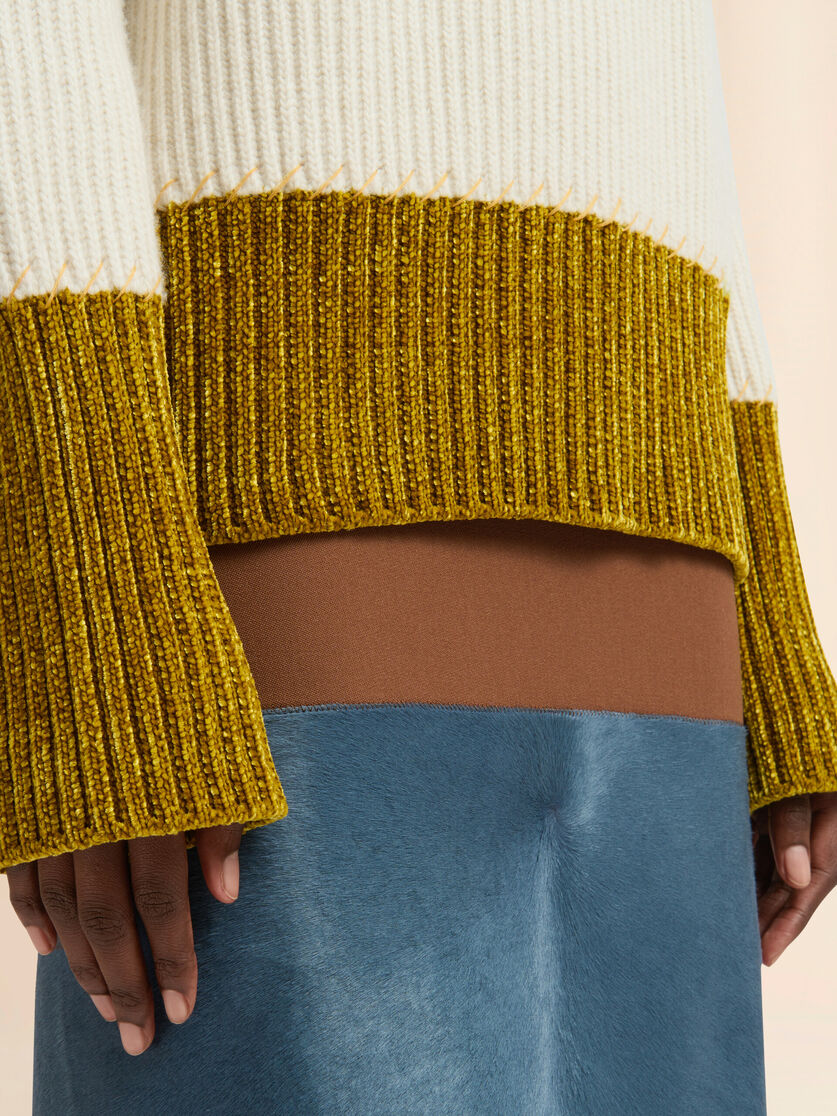 Cream wool colour-block jumper - Pullovers - Image 4