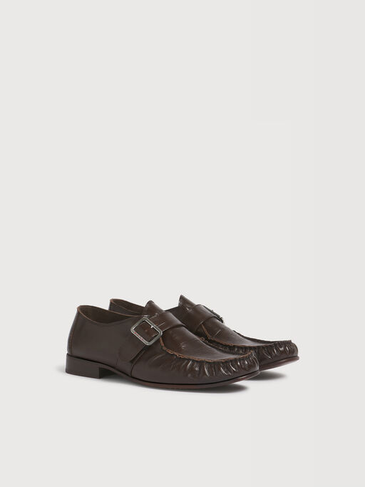 Brown eel-effect leather Wallabee shoe - Mocassin