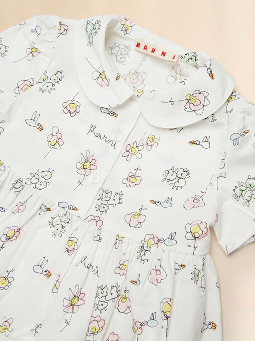 White cotton dress with Camilla print - Dresses