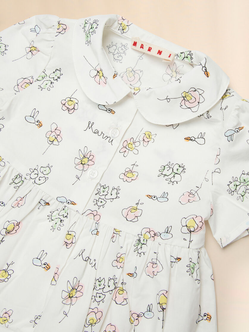 White cotton dress with Camilla print, Image 3