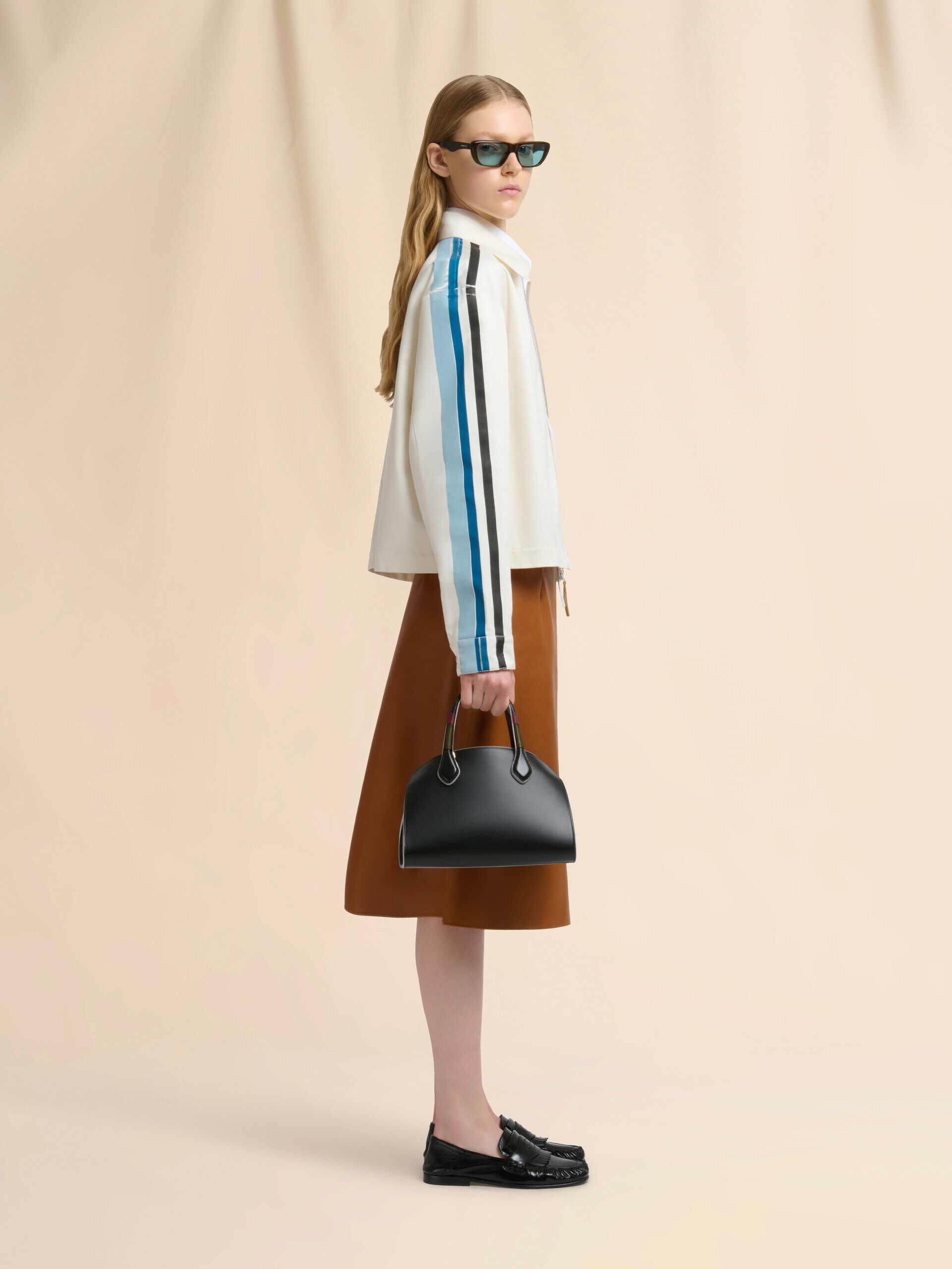 Black leather Overlap small handbag | Marni