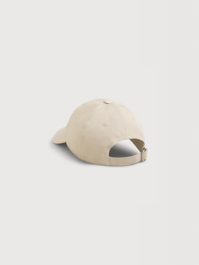 Ivory organic gabardine baseball cap with embroidered logo, Image 2