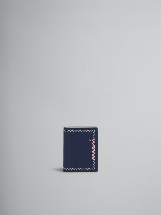 ブルー 二つ折りウォレット、マルニシンボル刺繍入り - 財布