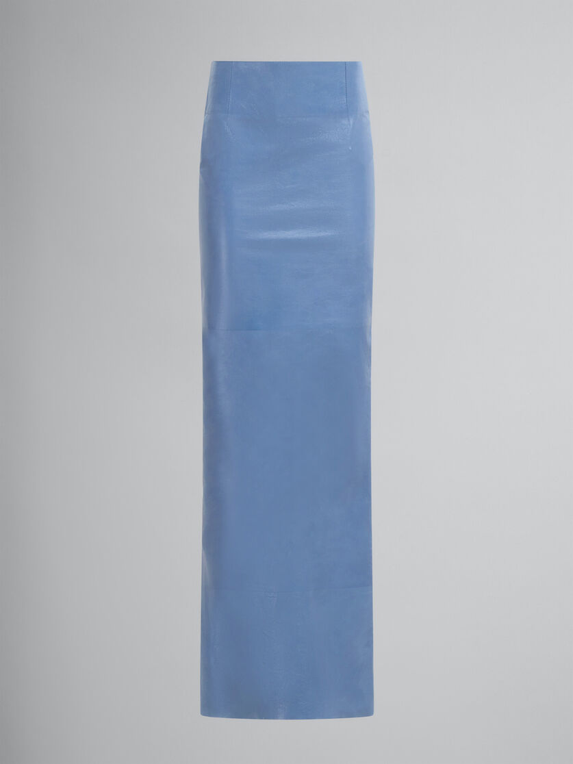 ブルー 光沢レザー製 ペンシルスカート - スカート - Image 1
