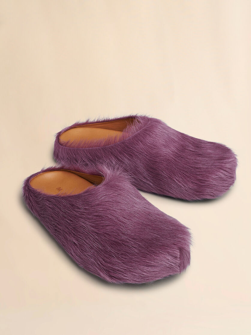 Blue long hair calfskin Fussbett sabot - Clogs - Image 5
