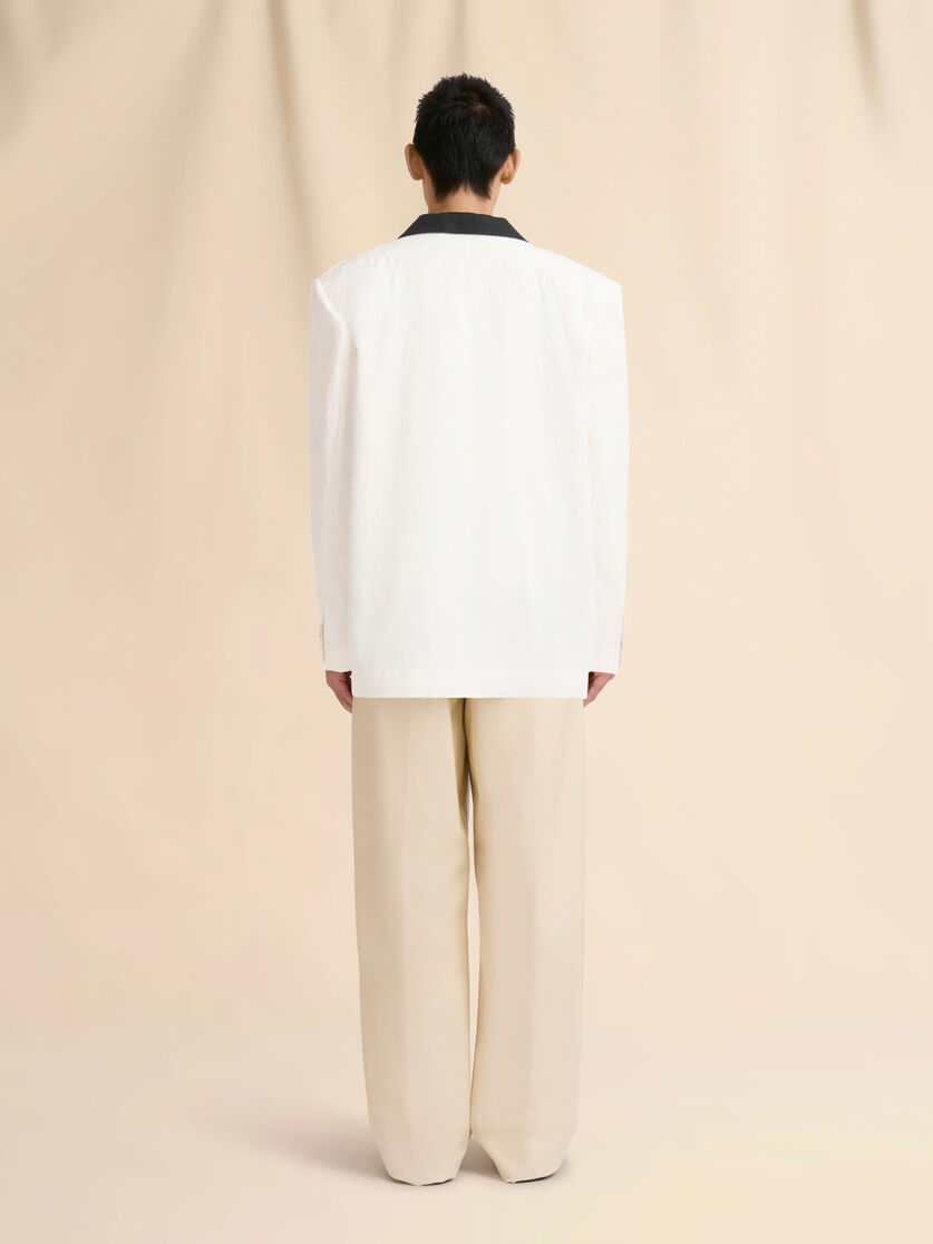 White cotton jacket with waves and drops jacquard motif - Jackets - Image 3