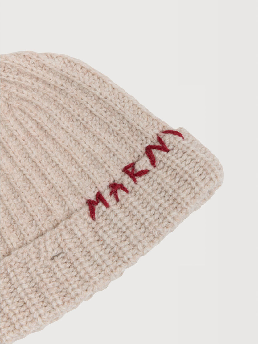 Oat Shetland wool beanie with Marni Mending, Image 3