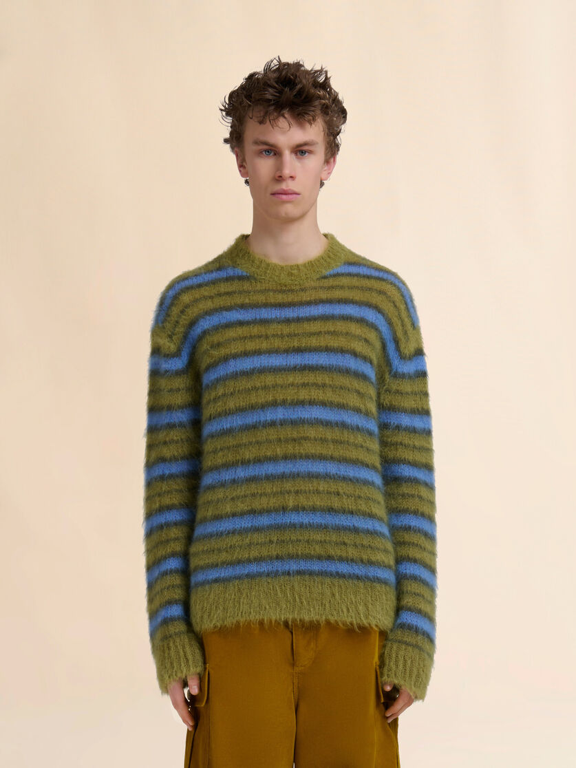 Grau gestreifter Pullover aus Mohair - Pullover - Image 2