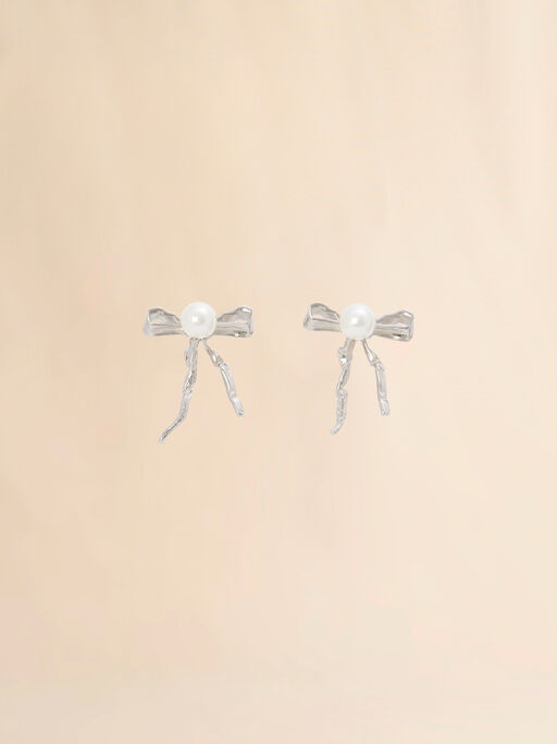 Silver Bow stud earrings - Earrings