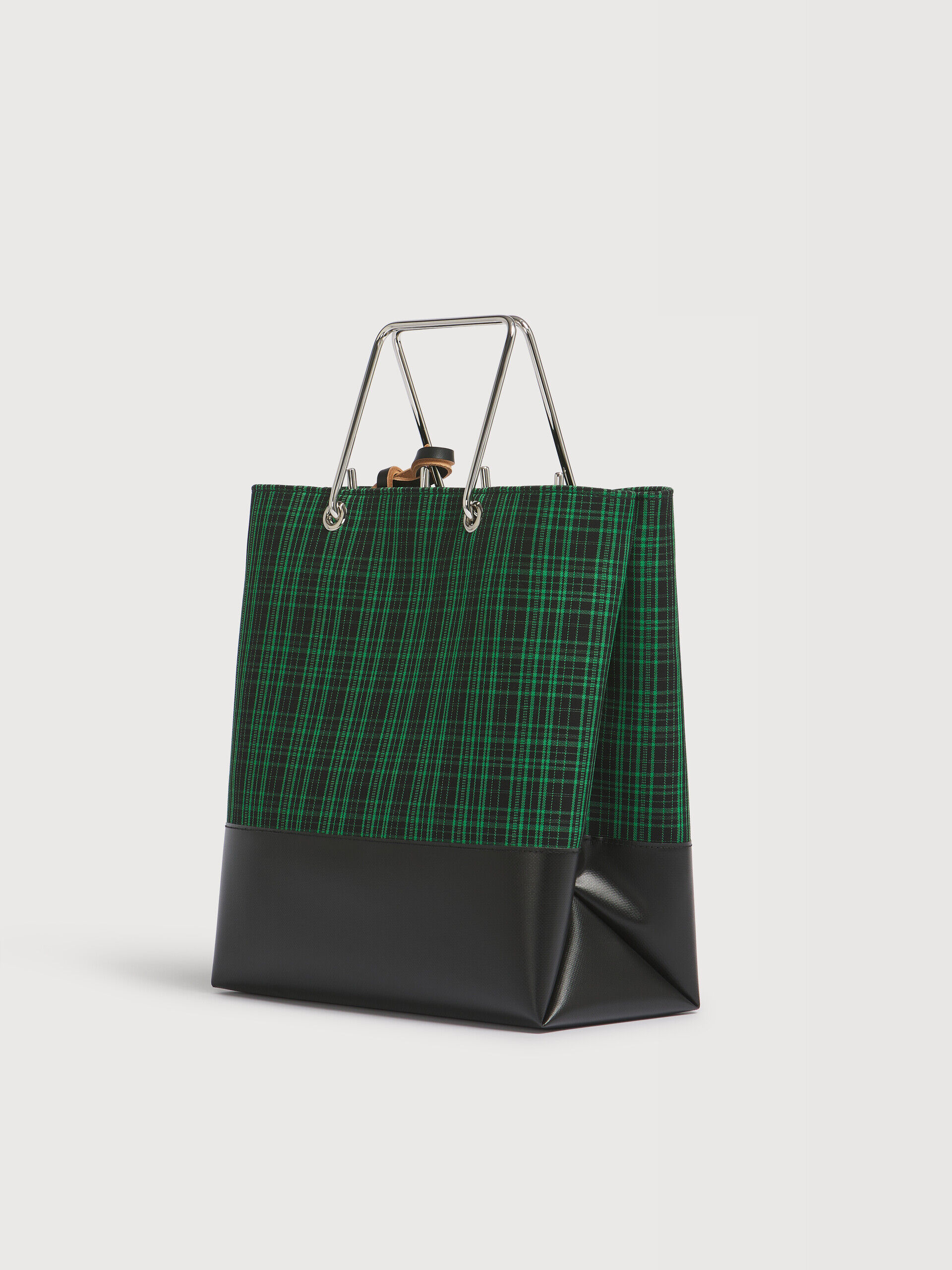 Green checked twill shopper with metal handles | Marni