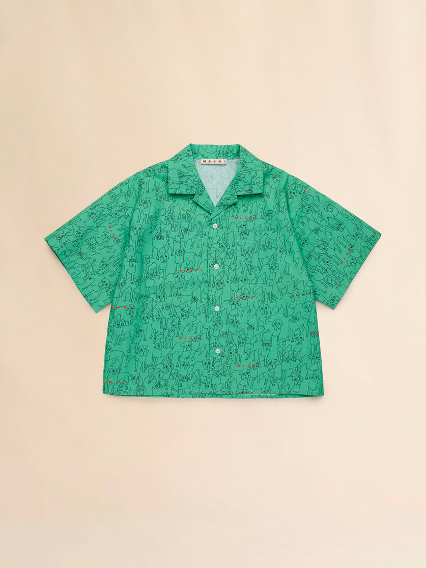 White poplin bowling shirt with Joy pattern - シャツ - Image 1