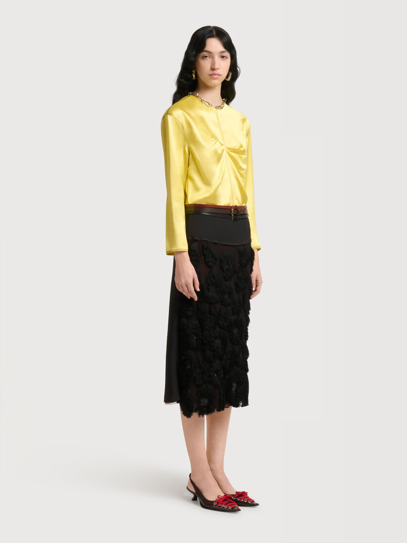 Black georgette skirt with shaggy camouflage motif, Image 3