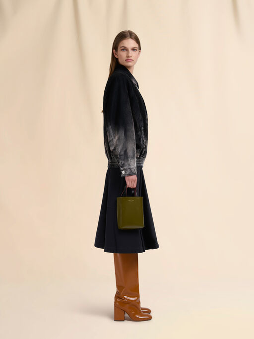 Deep green brown and black leather Museo nano bag - Shopping Bags