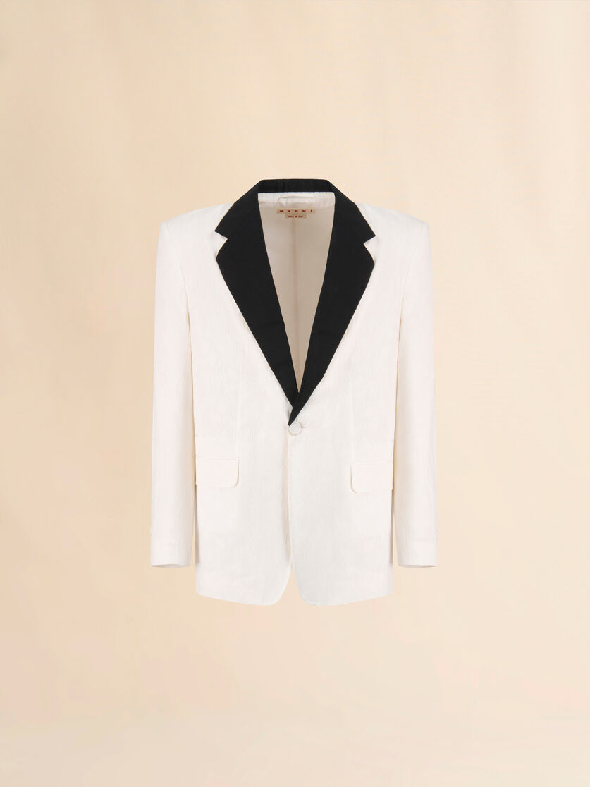 White cotton jacket with waves and drops jacquard motif - Jackets - Image 1