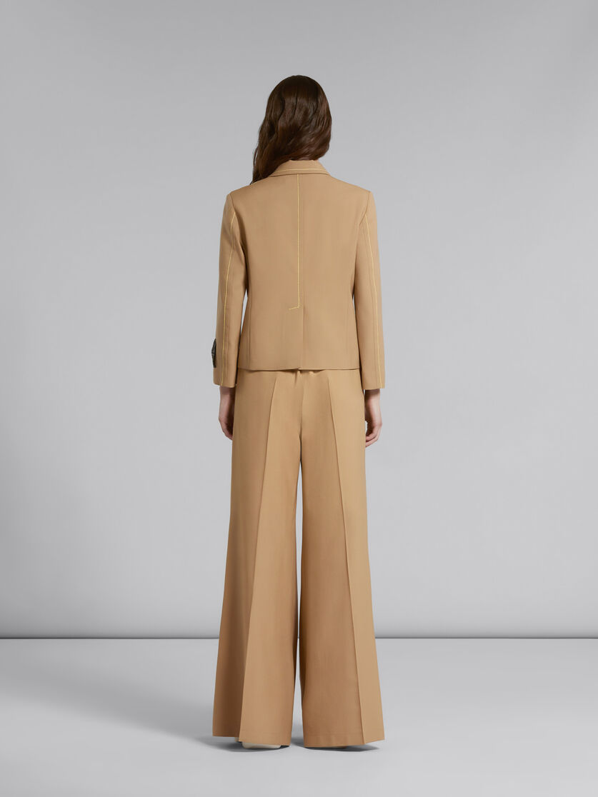 Beige flared wool trousers with logo waist - Pants - Image 3