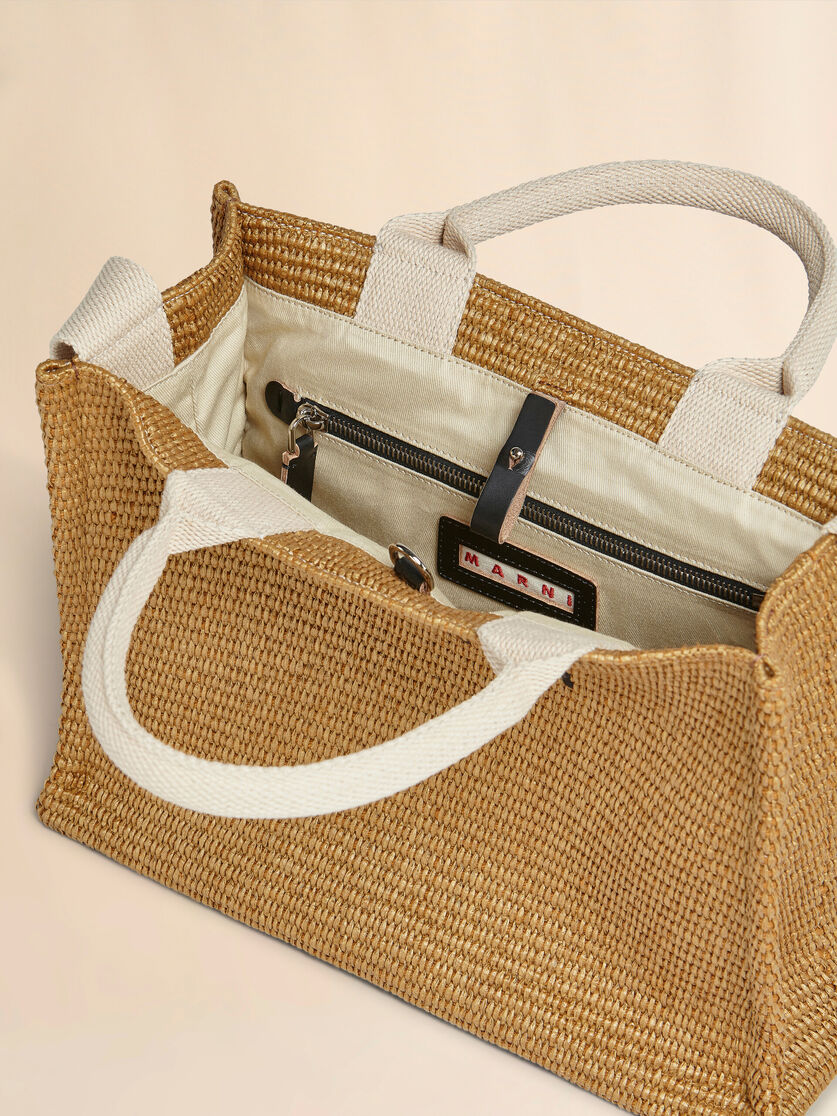 Pink raffia-effect Small Tote Bag - Shopping Bags - Image 4