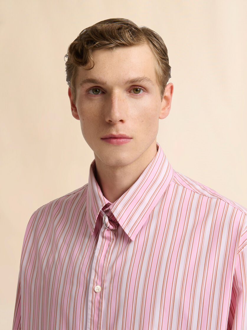 Pink striped poplin shirt with neck strap, Image 4
