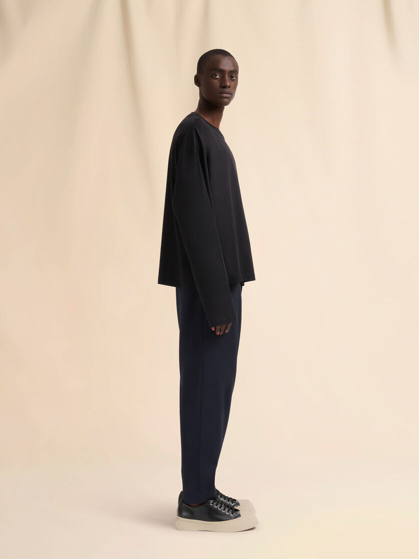 Black oversized jersey cotton T-shirt with Marni label - Shirts - Image 5