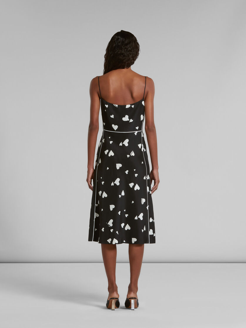Black silk slip dress with Bunch of Hearts print - Dresses - Image 3