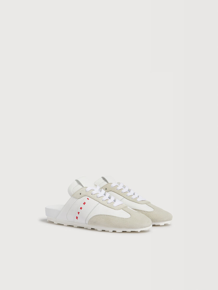 White nappa leather and suede Softy Soccer slip-on sneaker, Image 2