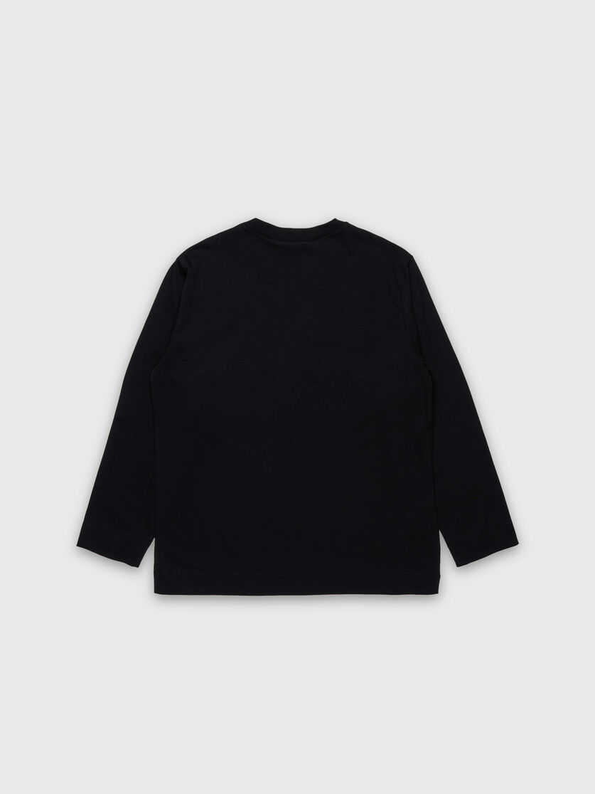 Black cotton long-sleeved T-shirt with bold Marni logo, Image 2