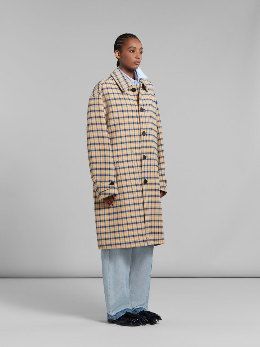 Blue and yellow checked wool reversible coat - Coats - Image 6