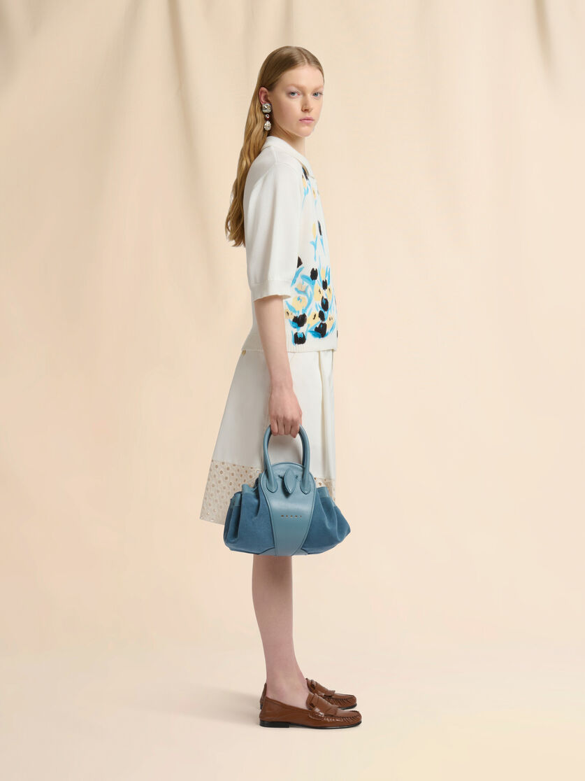 Blue leather and suede Tulipea small handbag, Image 2