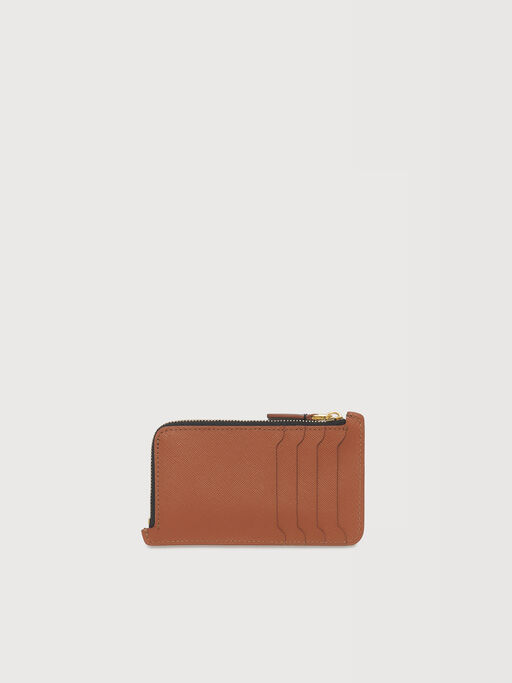 ピンク、グレー＆グリーン レザー Trunkジップカードホルダー - 財布