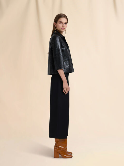 Black wool cropped trousers - Pants
