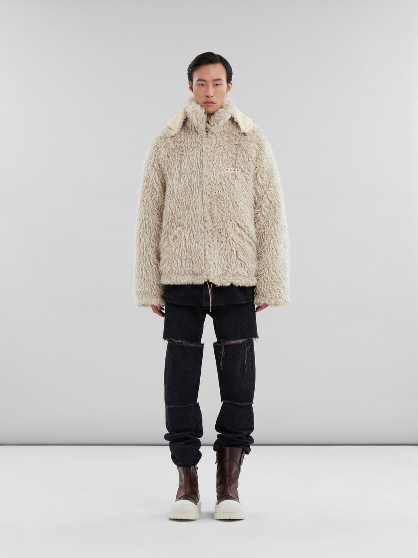 Oat shaggy jacket with detachable hood | Marni