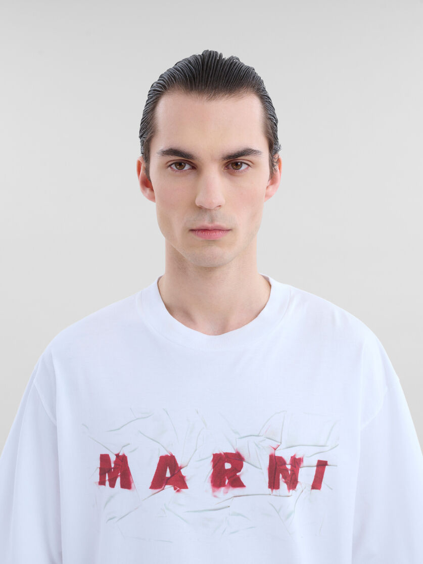 ホワイト オーガニックコットン製 Tシャツ、リンクル マルニロゴ | Marni 
