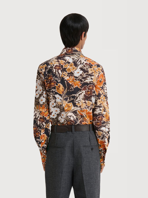 Black poplin shirt with Extreme Bouquet print - Shirts